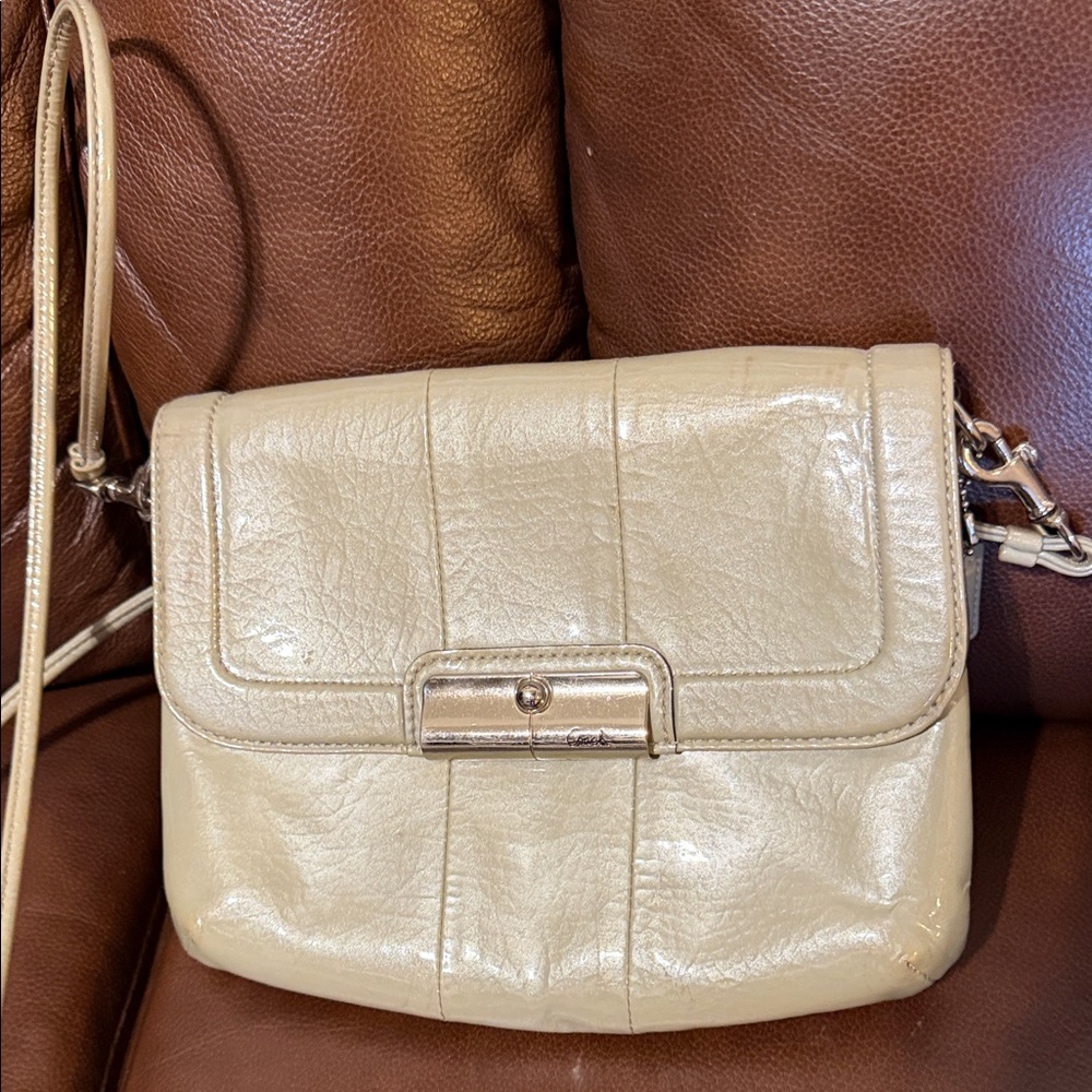Coach Beige Leather Crossbody Bag